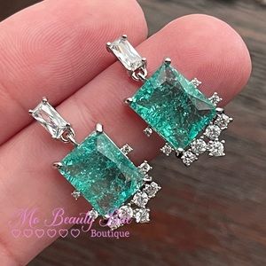 Shattered Aqua Blue Drop Earrings